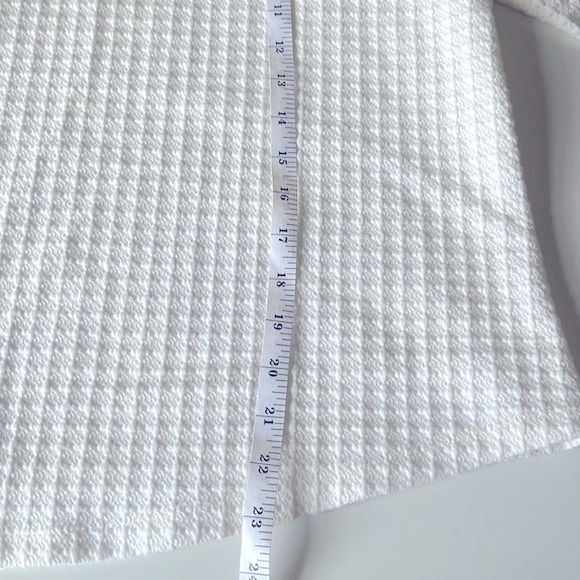 W5 Anthropologie White Waffle Knit Mock Neck Top with 3/4 Length Bell Sleeve - Picture 8 of 8